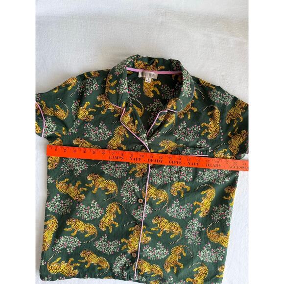 HAUTE DREAMZ‎ Women’s Short Pajama Set Green Cheetah Fun Jungle Print Small - Picture 10 of 13